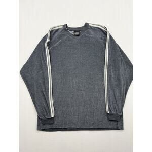 Vintage 90s Coast Dark Grey Striped Long Sleeve V-Neck Sweater Men’s Large